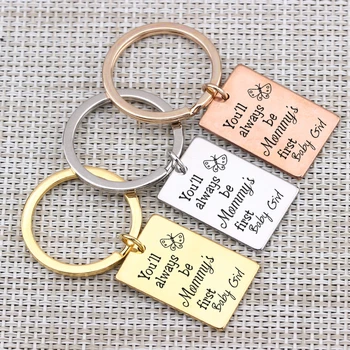 

Mommy Gift Wedding Jewelry Keyring Pendant Hand Carved You'll Always Be Mommy's First Baby Girl Bride Key Chain Fashion