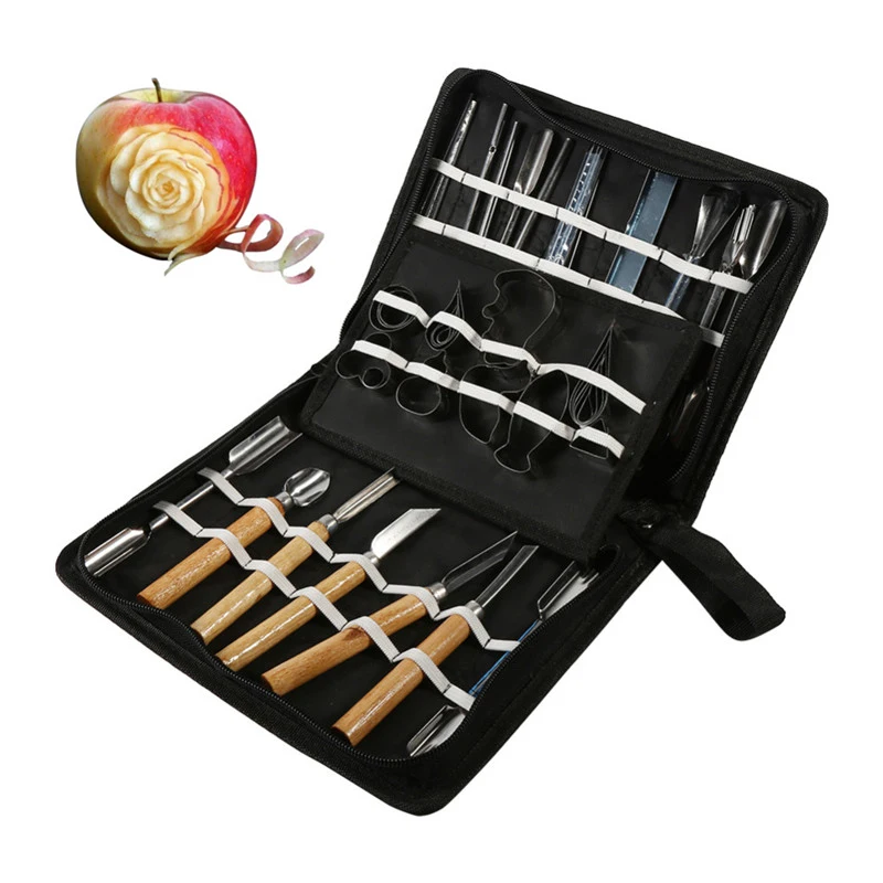 

TTLIFE 46Pcs/Set Carving Tools Kit Portable Vegetable Fruit Food Chisel Chrome Steel Food Carving Knife For Kitchen Cutting Tool