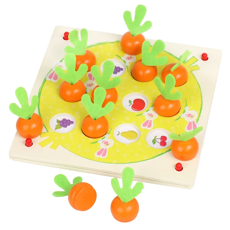 

Montessori children's early education puzzle the carrot memory chess toy montessori development brain games