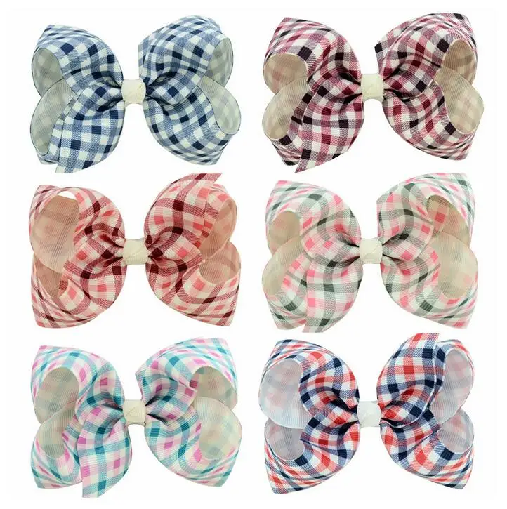 plaid ribbon hairbow