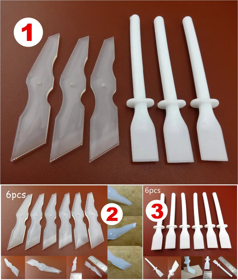 

3kinds Leather Craft Uniform Smear Board Glue Gumming Spreader Oil Dye Brush Tool Sewing Carving Stitching Stamping Knife Cutter