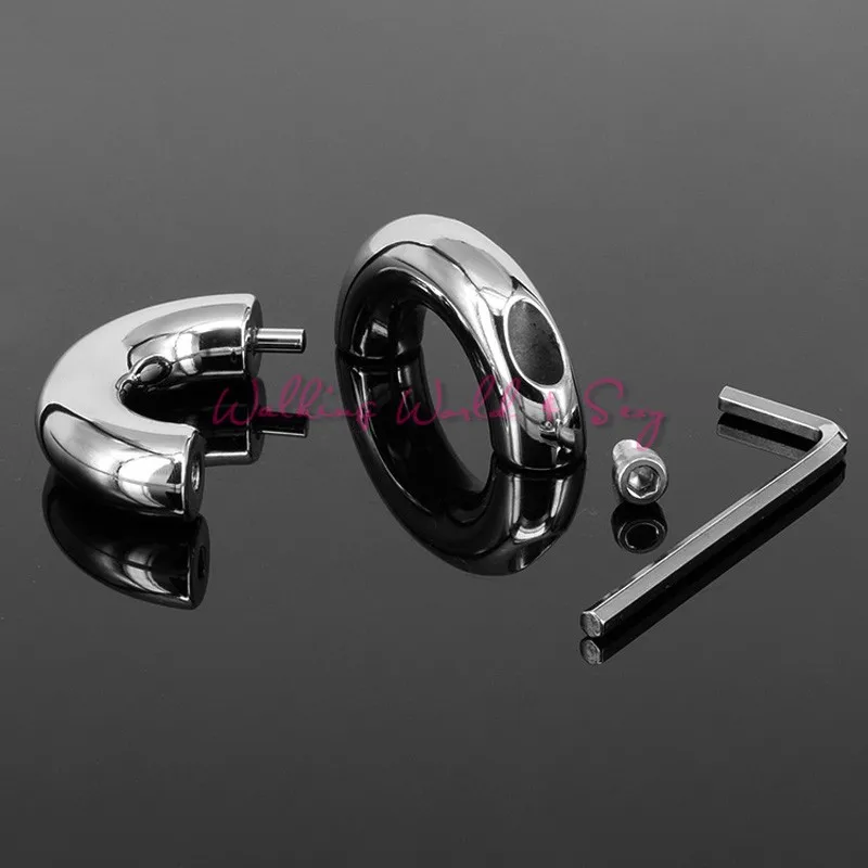 15mm Thick Heavy Metal Screw Locking Penis Ring Stainless Steel Cock Ring Scrotum Testicle Lock Ball Stretcher Sex Toys For Men (6)