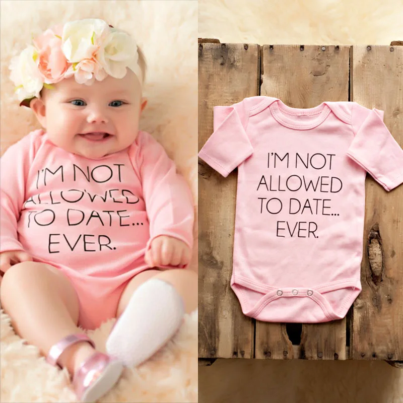 Fashion Funny Letters Printed Baby Clothes Dropship Pink Bodysuit