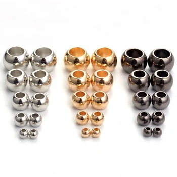 

100pcs/lot 4 6 8 10 12 mm CCB Spacer Beads Gold/Rhodium/Gunblack Color Big Large Hole Beads For DIY Jewelry Making (not metal)