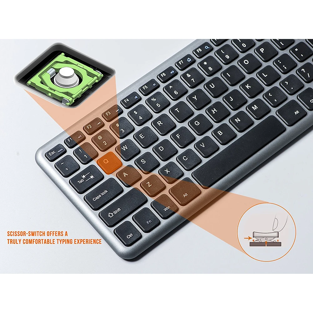  Zienstar Russia English Letter 2.4G Wireless Keyboard Mouse Combo with USB Receiver for MacbookComp