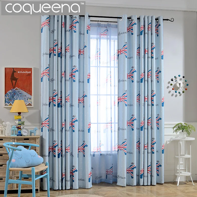 Cartoon Union Jack Horse Pattern Children Curtains For Kids Baby Cartoon Union Jack Horse Pattern Children Curtains For Kids Baby Boys Bedroom Nursery Living Room Cotton Linen D 1 Panel In From Home