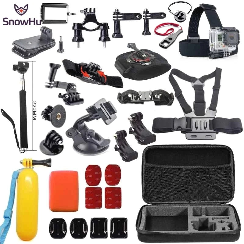 SnowHu для GoPro аксессуары набор противоударный чехол сумка J крючок на присоске