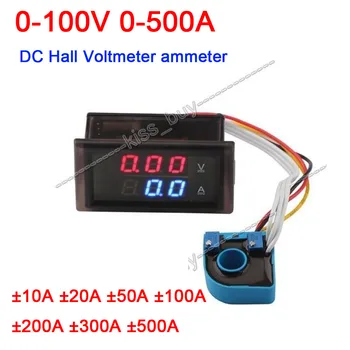 

DC 0~600V 0-500A Hall Voltmeter ammeter Dual display Digital LED Voltage Current Meter 12V 24V Charge Discharge Battery Monitor