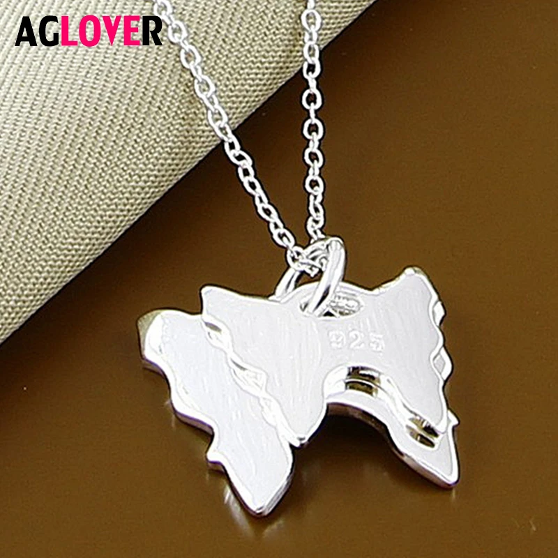 

925 Sterling Silver Beautiful Butterfly Pendant Design Fashion Charming Long Chain Necklace Women Jewelry