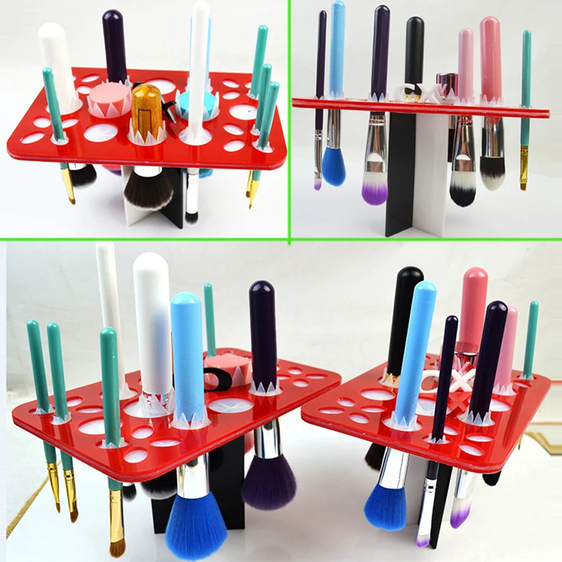 26 Holes Makeup Nail Art Brushes Pens Hanging Rack Holder Double Side