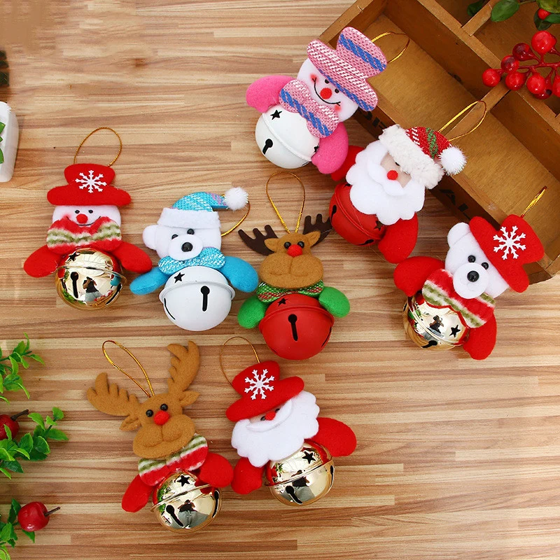 

Christmas Bells Dolls Tree Ornaments Multicolor Santa Claus Bear Snowman Elk Xmas Tree Decorations Party Supplies