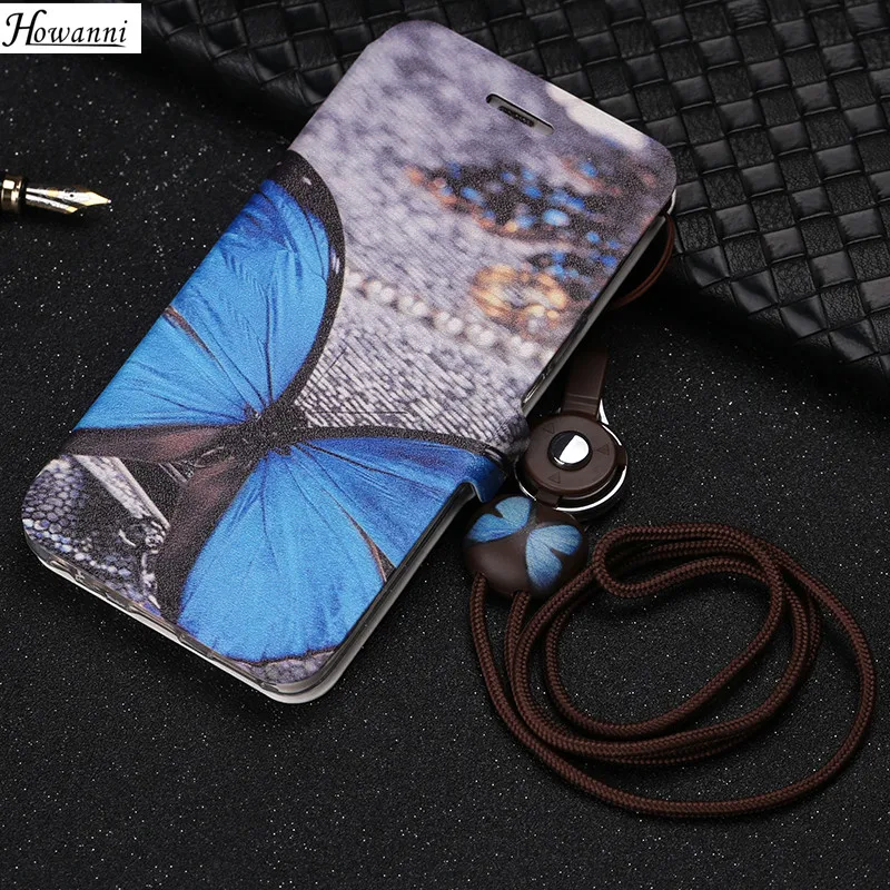 

Howanni Leather Case For Meizu 15 Case Luxury Painted Flip Wallet Stand Cover For Meizu 15 Plus Meizu 15 Lite M15 Case Cover