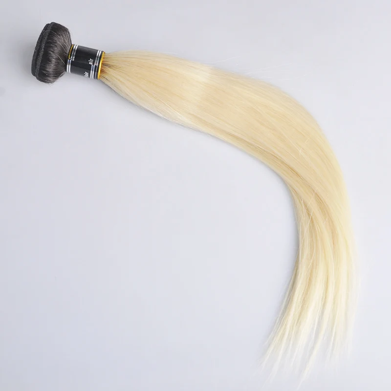 Ross Pretty Peruvian Remy Hair two tone Color Black with Blonde Straight Human Hair Extension Ombre 1b 613 Hair Weave Bundles