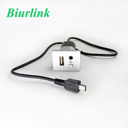 Biurlink DIY автомобиль 2 в 1 AUX USB Слот Кнопка панель с мини-usb кабель для Ford Focus 2009-2013