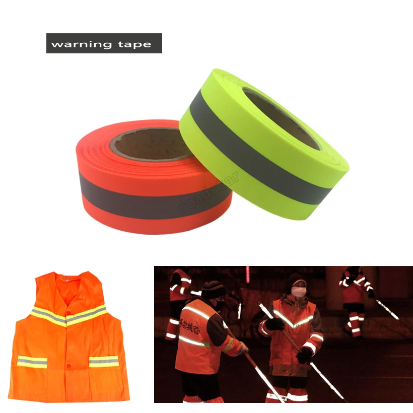 50mm width Fluorescent yellow&Fluorescent orange Warning Tape for