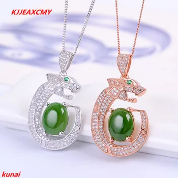 

KJJEAXCMY boutique jewels 925 silver Natural green jade pendant necklace send female tassel jewelry