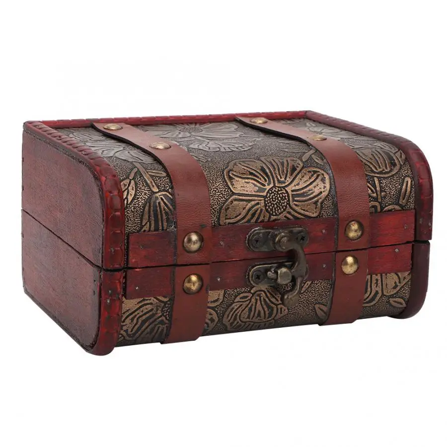 

Vintage Wooden Storage Box Jewelry Storage Box Case Organizer Holder Home Office Table Decoration