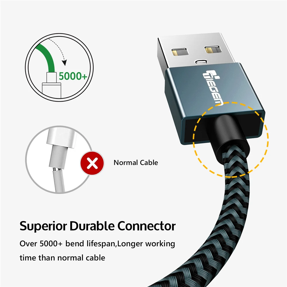 النايلون المصغّر USB كابل TIEGEM 3A سريع شحن USB مزامنة بيانات الهاتف المحمول الروبوت محول كابل الشاحن لسامسونج سوني HTC LG النايلون المصغّر USB كابل TIEGEM 3A سريع شحن USB مزامنة بيانات الهاتف المحمول الروبوت محول كابل الشاحن لسامسونج سوني HTC LG