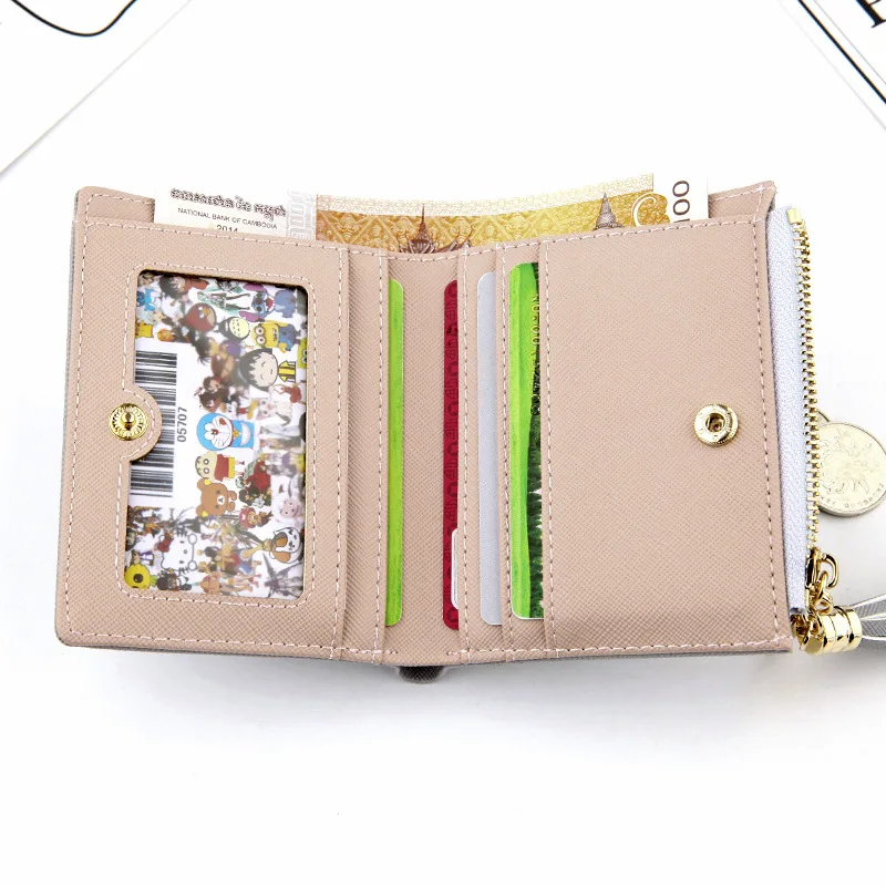 Women's Pink Tassel Zipper Mini Wallet - PU Leather Coin Purse & Card Holder