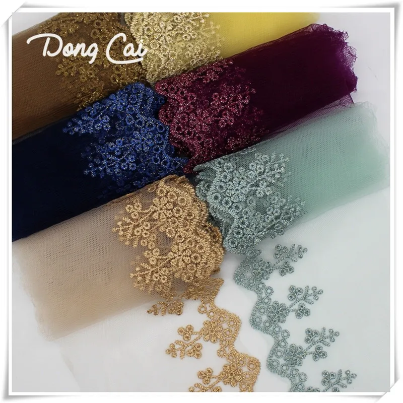 

14yards/lot 10CM width Embroidered Mesh Lace Fabric Trims for Wedding Party Dress DIY Sewing Doll Clothes Garment Accessories
