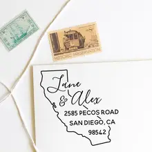 Заказная обратная Марка адреса Калифорнии, деревянная резиновая обратная Марка адреса, персонализированные городские обратный штамп