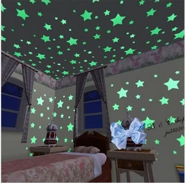 100pcs Lot Home Wall Glow In The Dark Stars Stickers Decor Baby 100pcs Lot Home Wall Glow In The Dark Stars Stickers Decor Baby Kid S Nursery Room Fairy Star Sticking Accessories