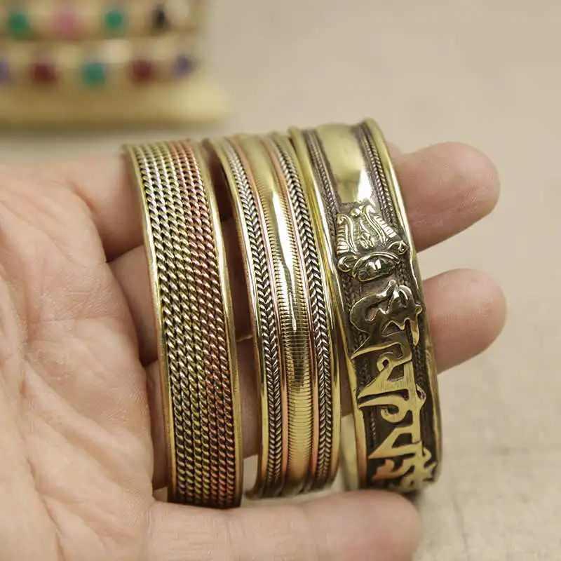 

BB-355 Tibetan 3-colors Copper Bangles Indian Nepal Vintag Open Cuff
