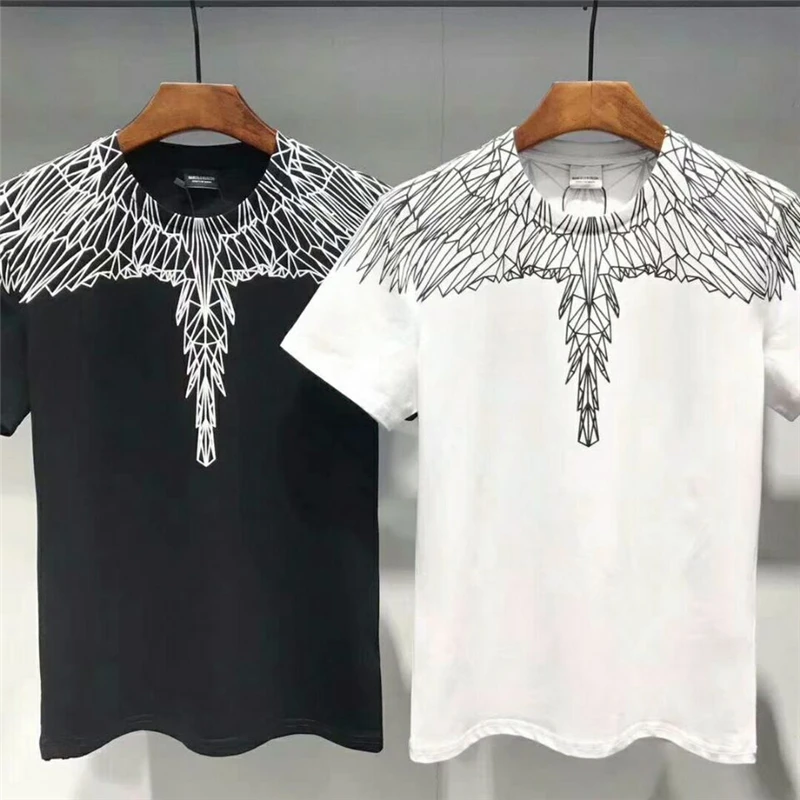 

Italy Marcelo Burlon TShirt Men Women Harajuku Marcelo Burlon T-shirt Feather Wings Print Fashion Tees Marcelo Burlon 3D T Shirt