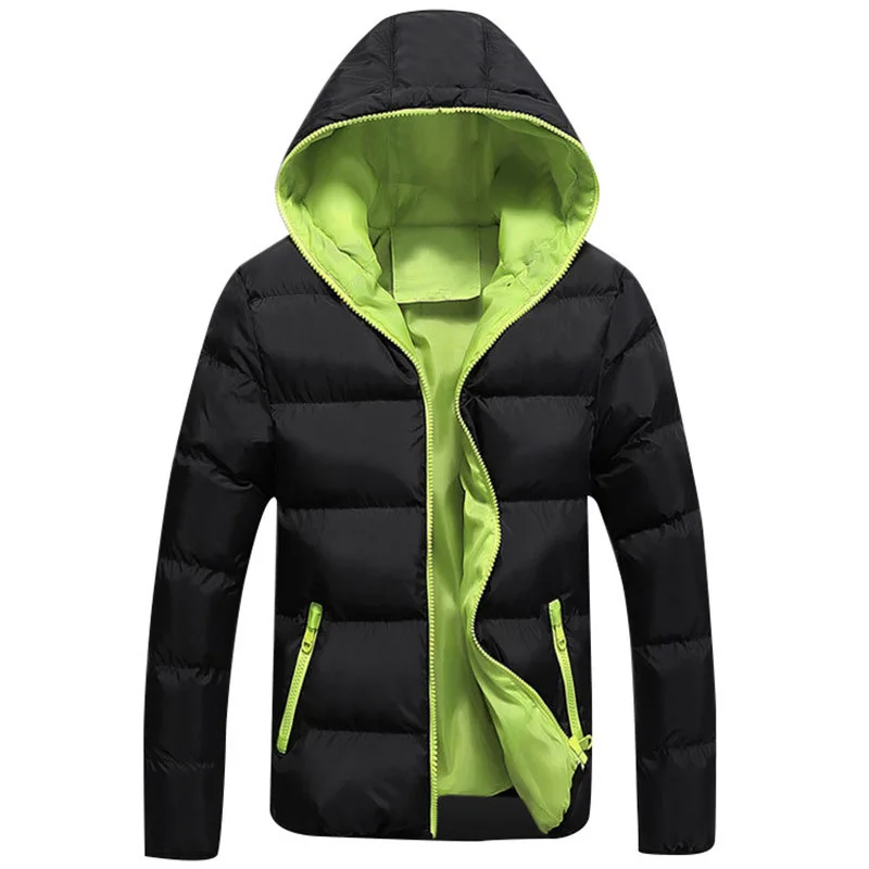 Куртка-бомбер для мужчин; зимняя повседневная верхняя одежда; ветровка; Jaqueta Masculino; приталенное теплое пальто с капюшоном; модные пальто; Homme - Цвет: SH211 Black Green
