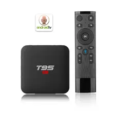 T95 S1 Android 7,1 tv BOX 1G/8G 2G/16G Amlogic S905W четырехъядерный медиаплеер 2,4 ГГц WiFi умный голосовой пульт дистанционного управления 4K tv Box