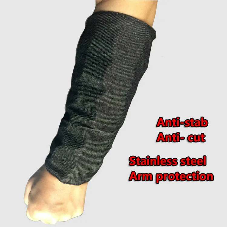 1 Pair Anti-cut Safety Sleeve Stainless steel Arm Protection Wrist Defense Armband Anti-stab Forearm Upper Arm Light Metal Armor (7)