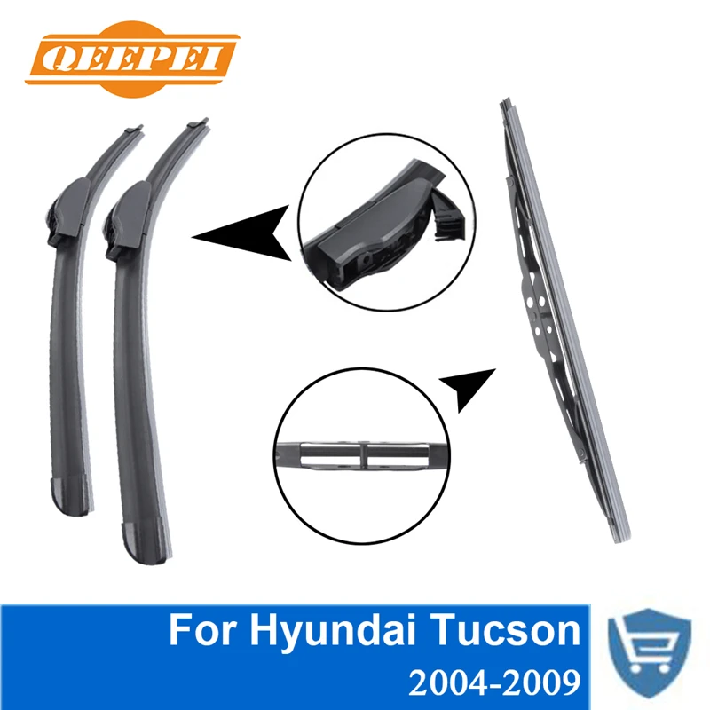 

QEEPEI Front and Rear Wiper Blade no Arm For Hyundai Tucson 2004-2009 High quality Natural Rubber windscreen 23''+16''