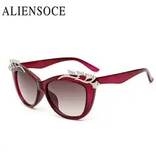 New rhinestone cat eye sunglasses mujeres retro vintage coating gafas de sol de diseñador de la marca de la ceja gafas lentes gafas de sol