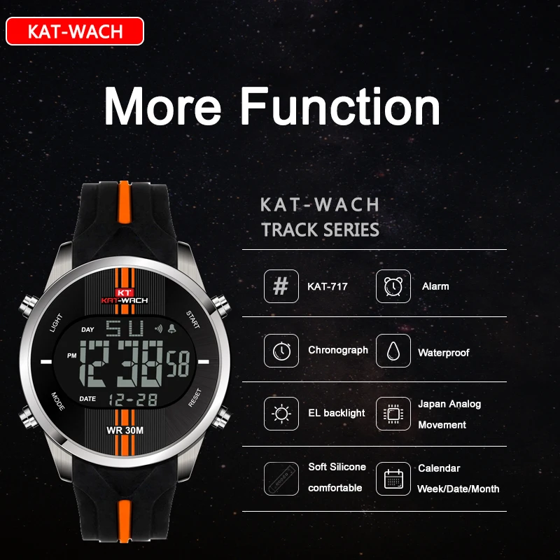 KAT-WACH, модные часы, мужские спортивные цифровые часы, водонепроницаемый светодиодный, военные наручные часы, мужские часы, Erkek Kol Saati