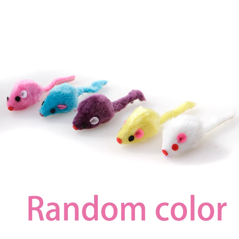 24Pcs/bag Pet Cat Kitten Furry Toy Mice Rattle Mouse  Catnip Interactive Play