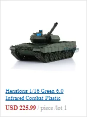 Henglong 1/16 весы желтый 6,0 поколения инфракрасный боевой Leopard2A6 rc Танк 3889 отдача ствола металлический Трак TH12802