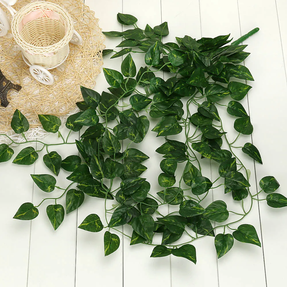 

2017 New Artificial Fake Hanging Vine Plant Leaves Garland Home Garden Wall Decoration O12