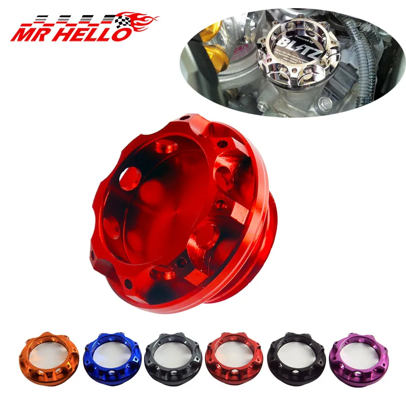 

mrhello New Aluminum Engine Oil Fuel Filter Tank Cap Cover Black BLTZ Emblem