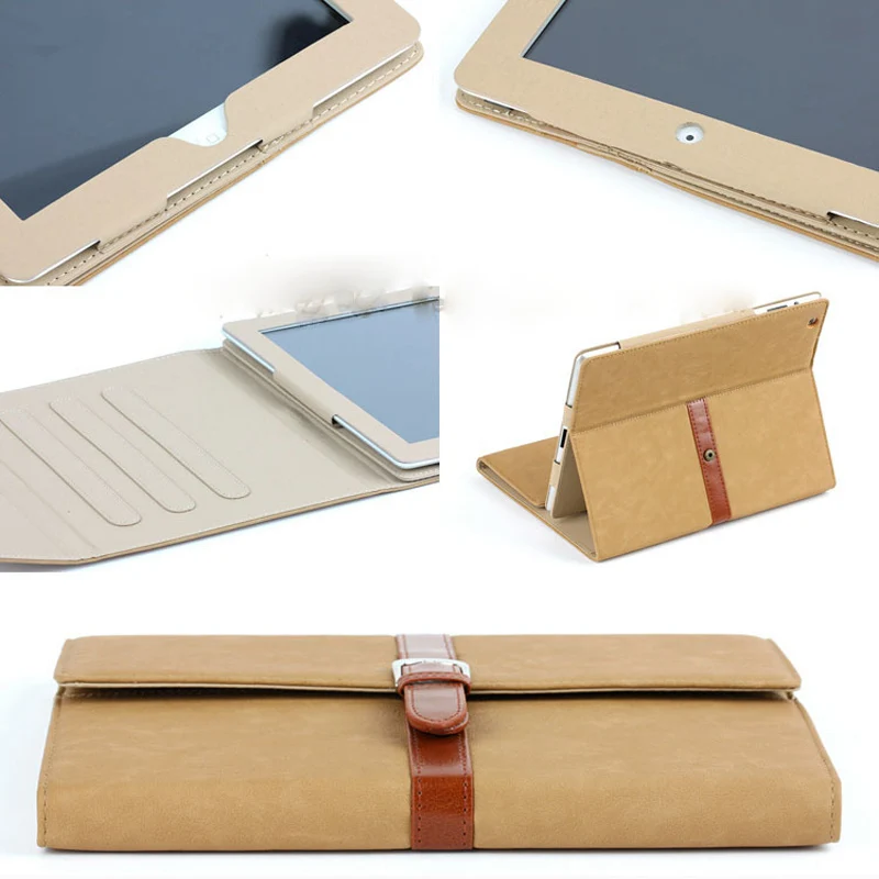 

Briefcase full case For ipad 2 3 4 fashion Vintage leather buckle For ipad 4 Case cover Smart flip bracket For ipad 2 shell bag