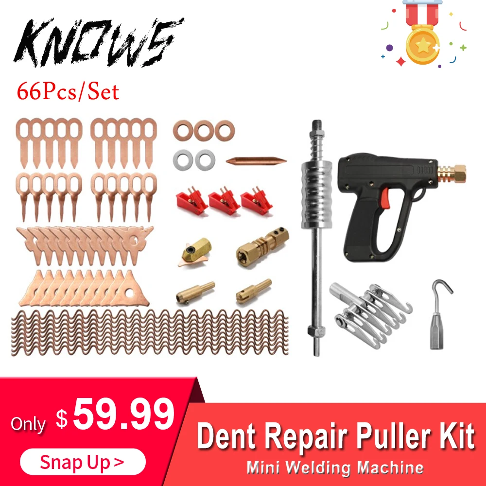 

66Pcs/Set Dent Repair Puller Kit Auto Tools Hand Body Spot Machine Mini Welding Machine Car Spotter Fix Clamp Hammer Removal