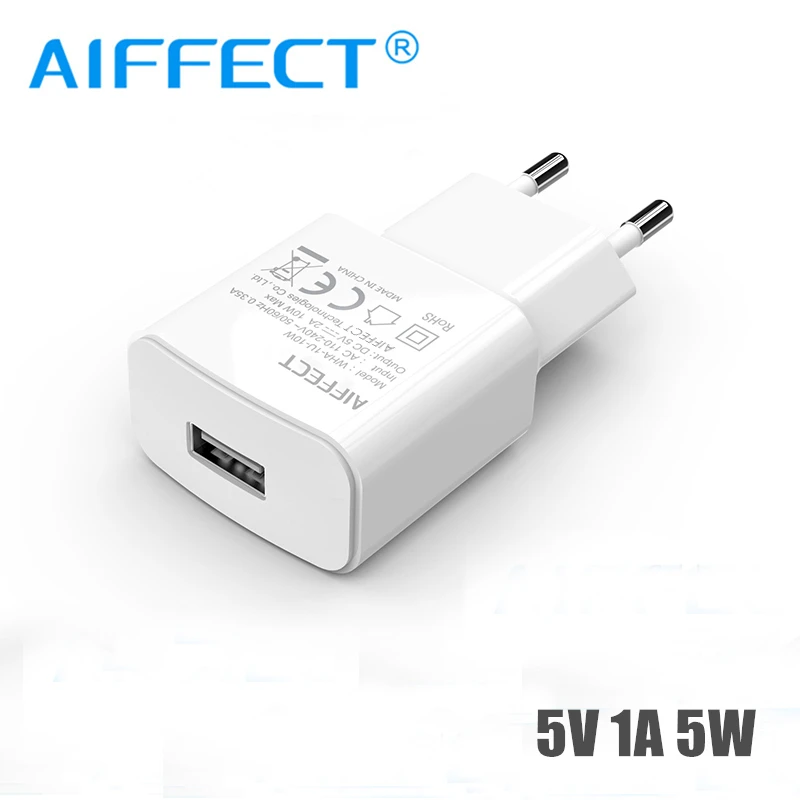 AIFFECT, зарядное устройство для мобильного телефона, 1А, 2А, USB, зарядное устройство для путешествий, портативный настенный адаптер, штепсельная вилка европейского стандарта, черный, белый цвет, для iPhone, SanSung, Xiaomi, huawei - Тип штекера: 5V1A White EU Plug