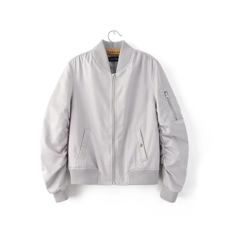 2018 Spring Casual Bomber Jacket Women Basic Jacket Pocket Zipper Windbreaker Tops Fashion Coat Female Stand Collar Outerwear