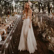 Сексуальное платье с глубоким v-образным вырезом, богемные свадебные платья в стиле Country с аппликацией кружевные с открытой спиной богемное пляжное свадебное платье Vestido De Noiva