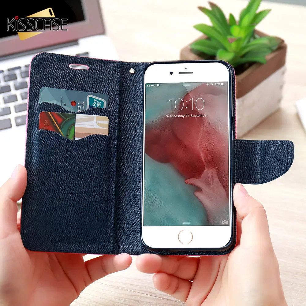 

KISSCASE Fashion Leather Case For Apple iPhone 5S SE Case Flip Stand Wallet Cover For iPhone SE 5S Card Slots Pouch Bag Coque