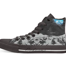 Из Лунного дизайна дышащая Повседневная Высокая обувь на шнуровке холщовая обувь кеды