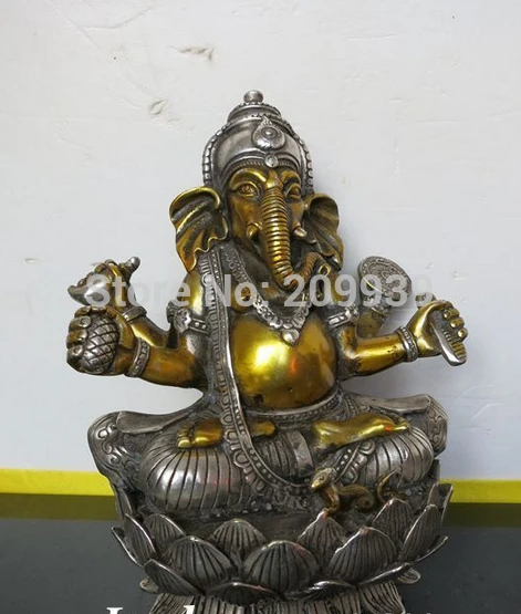 

huij 005809 Tibetan Buddhist bronze GANESHA INDISCHER GOTT statue (A0314)