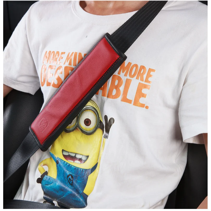 Cargool 2pcs Car Seat Belt Cover Cow Leather Auto Harness Safety