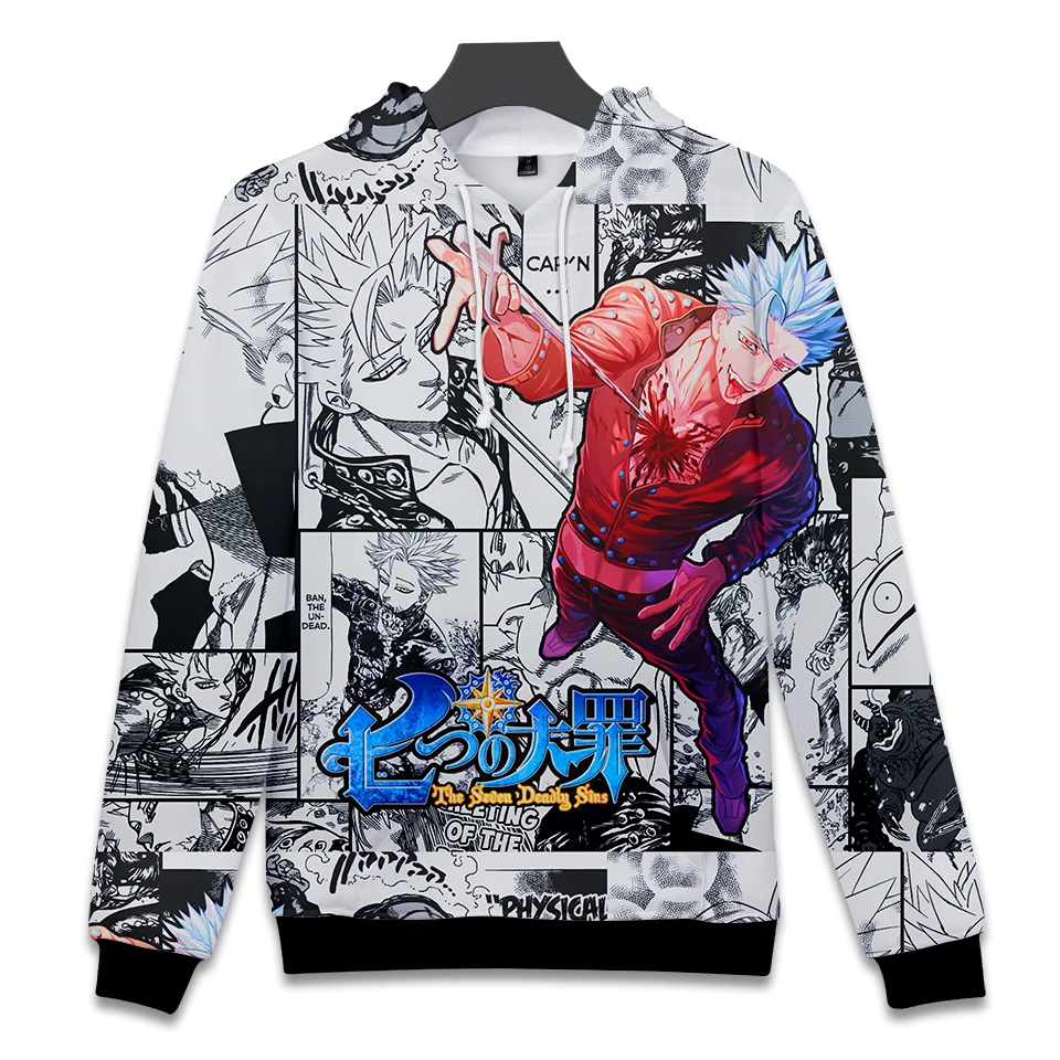 Aikooki Japan Anime Nanatsu No Taizai Men's Pullover Hoodies Men/Women The Seven Deadly Sins Sweatshirts Kawaii Cartoon Coats