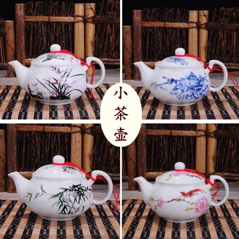 

Jingdezhen Pottery Teapot Single Pot Kungfu Tea Set Trumpet Mini Handle, Chinese Tea Making Device Blue And White Porcelain,