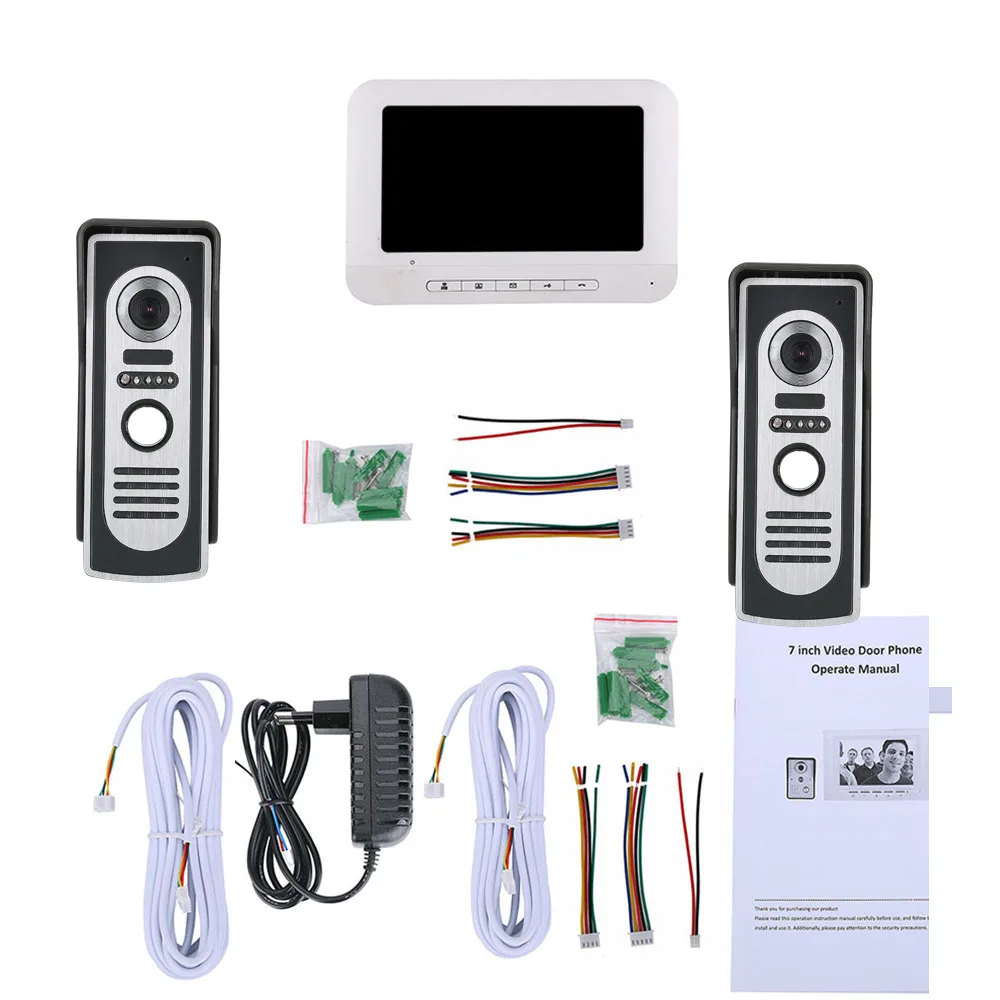 Intercom com Câmera Polegada 1-monitorar Night Vision Vídeo Porta Telefone Campainha hd 700tvl 7 Tft Kit 2-câmera 3 Interfone com câmera